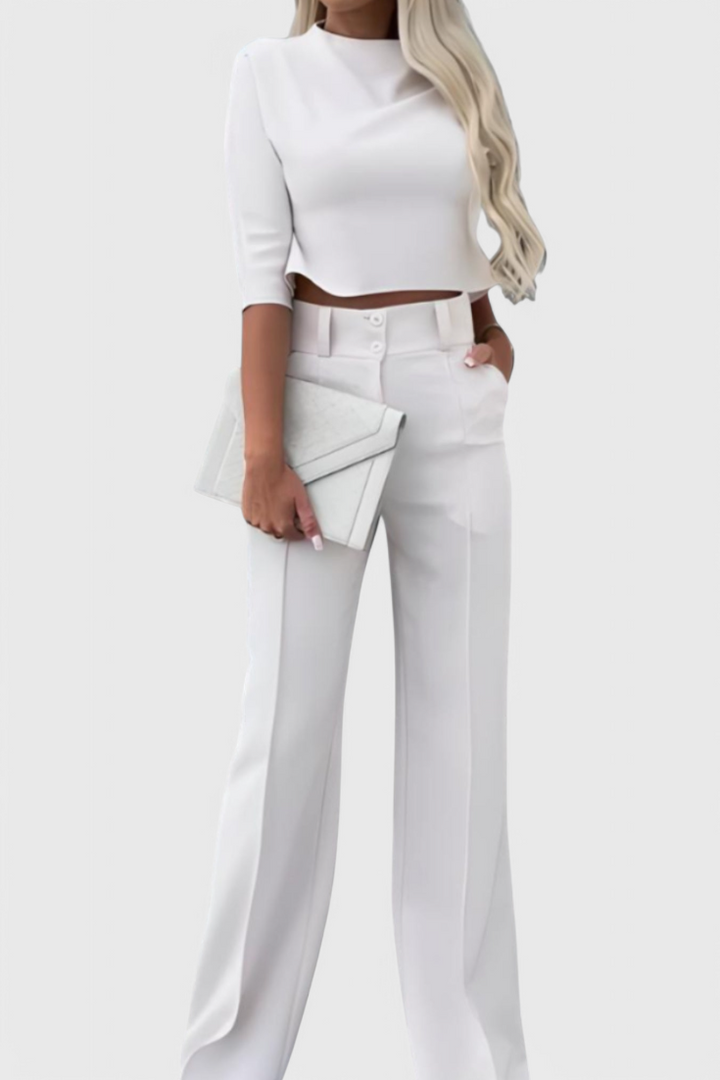 Cleo 3/4 Sleeve Top with Wide Leg Pants Ensemble