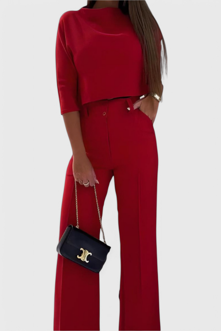 Cleo 3/4 Sleeve Top with Wide Leg Pants Ensemble