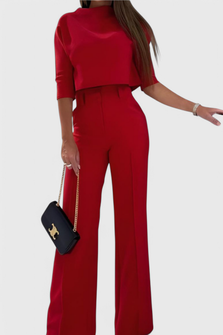 Cleo 3/4 Sleeve Top with Wide Leg Pants Ensemble