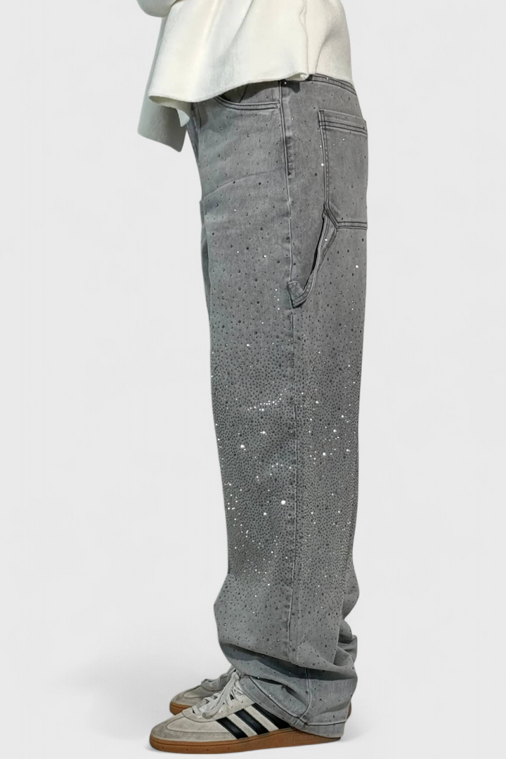 Rhinestone-Embellished Dariya Cargo Balloon Jeans