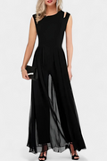 Nadia Open-Shoulder Fluid Chiffon Jumpsuit