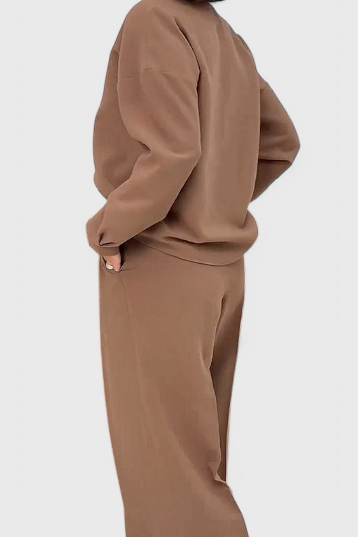 Elaya Relaxed Long Sleeve Ensemble with Flared Pants