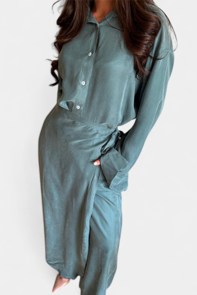 Marisol Casual Shirt and Skirt Pants Set