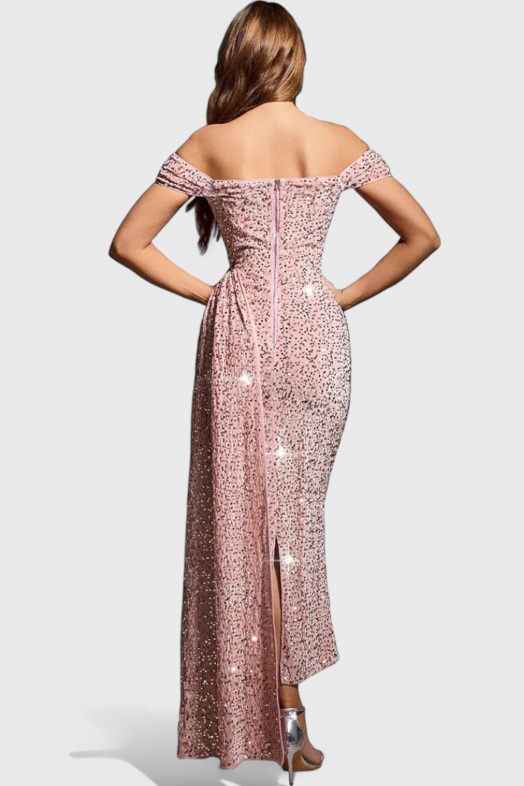 Esme Off-the-Shoulder Long Sequin Dress