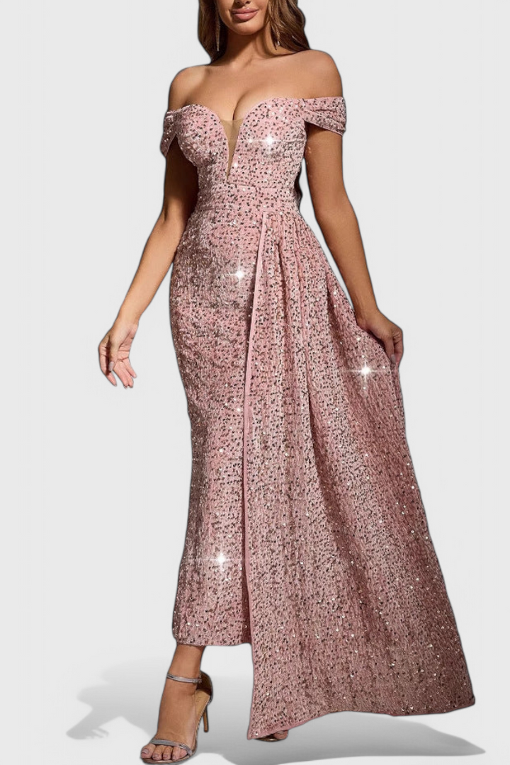 Esme Off-the-Shoulder Long Sequin Dress