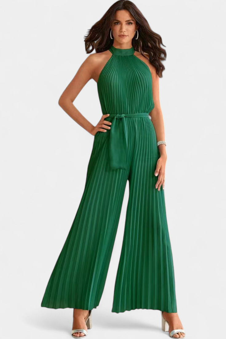 Patrizia Halter Neck Pleated Palazzo Jumpsuit