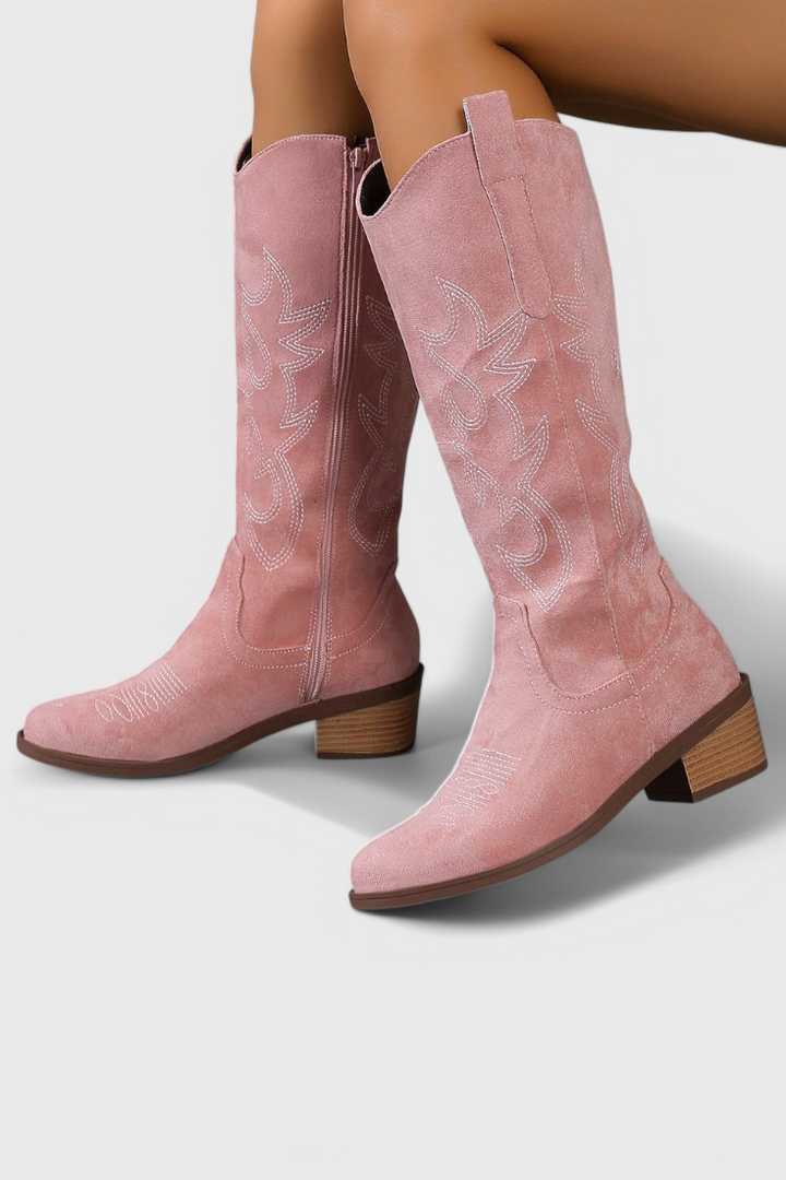 Elka Suede Western Boots with Timeless Stitch Detail