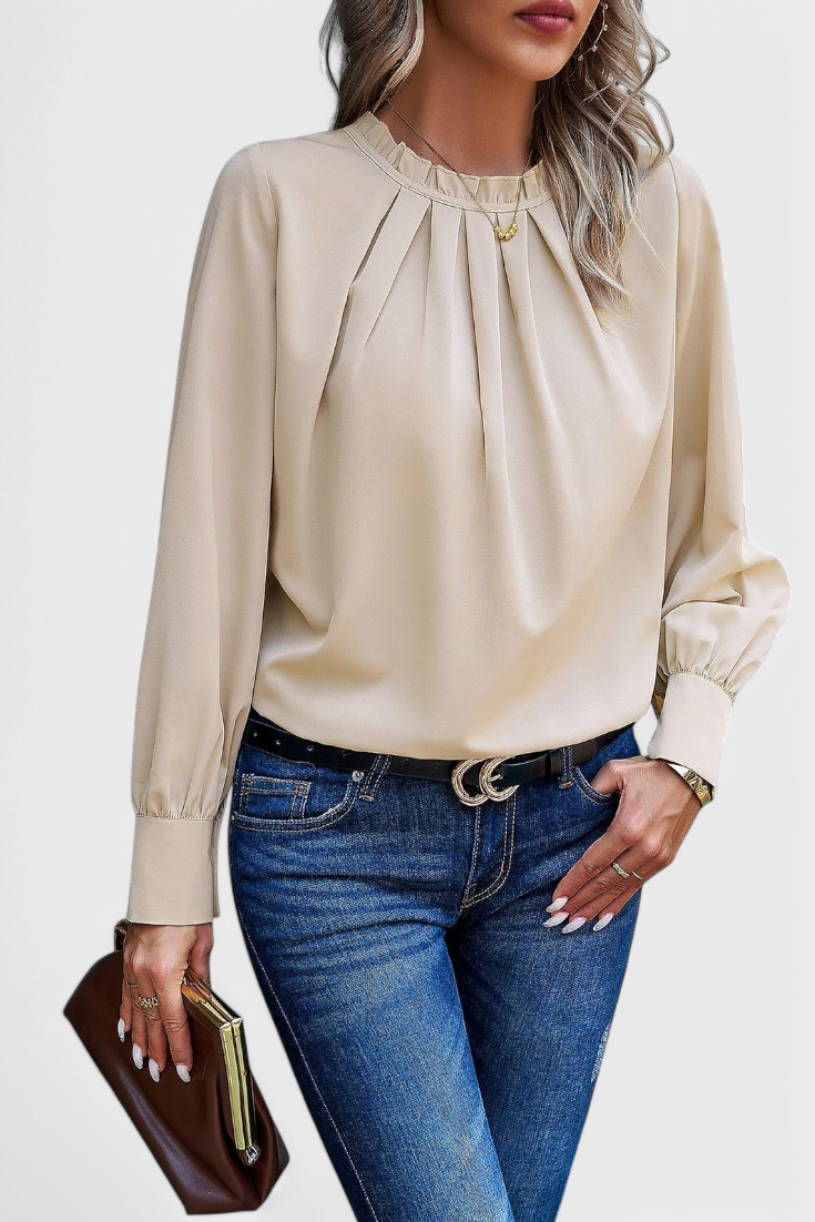 Lace-Collared Dottie Top with Long Sleeves