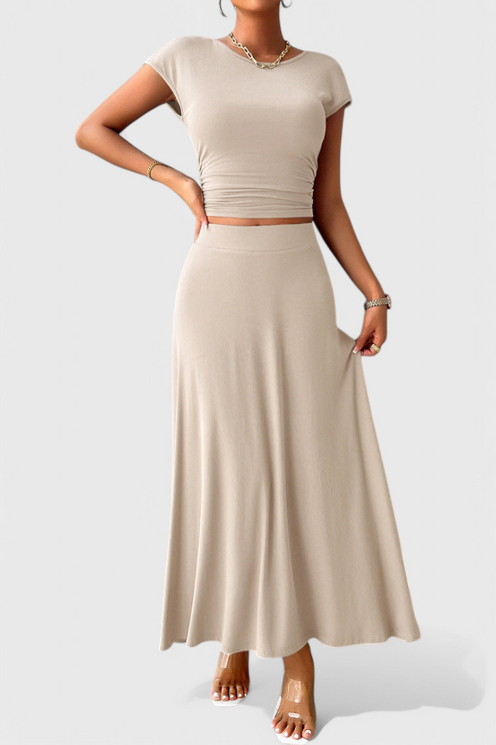 Anastasia Ruffled Top and Flowing Skirt Two-Piece Set