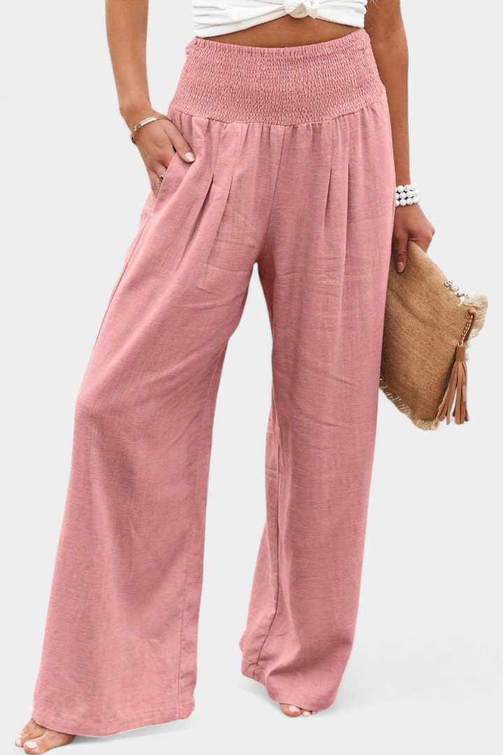 Lexia Comfortable Waist Fluid Cotton and Linen Pants