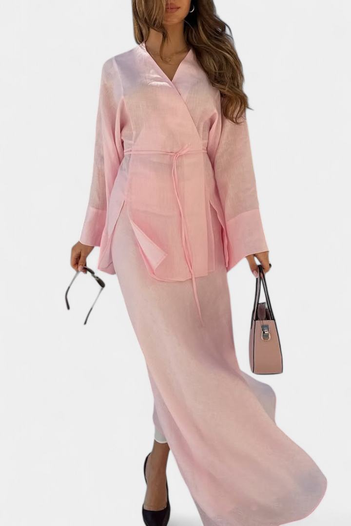 Zelda-Inspired V-Neck Top and Slit Skirt Ensemble