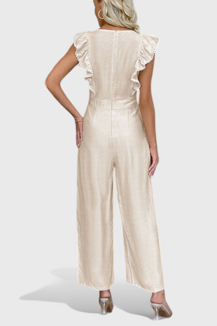 Amahle Linen Set with Ruffled Sleeves and High-Waisted Design