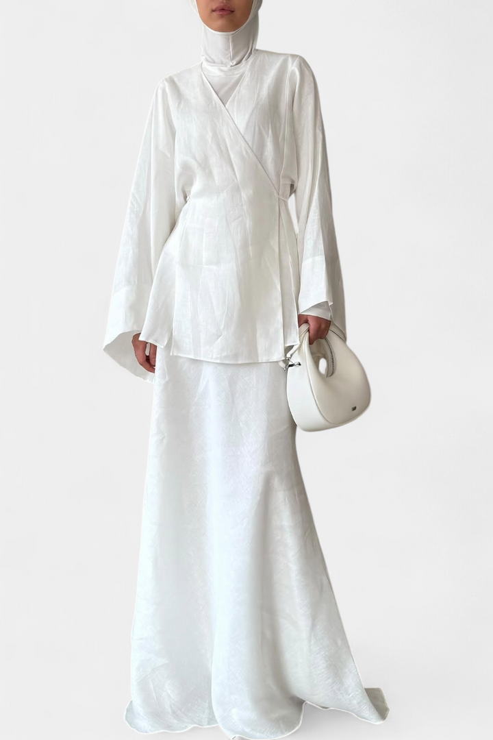 Zelda-Inspired V-Neck Top and Slit Skirt Ensemble