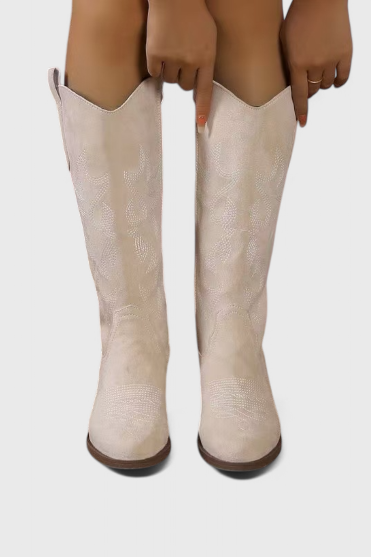 Elka Suede Western Boots with Timeless Stitch Detail