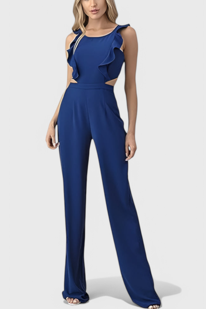 Chantal Cut-Out Sleeveless Jumpsuit with Wide Leg Design