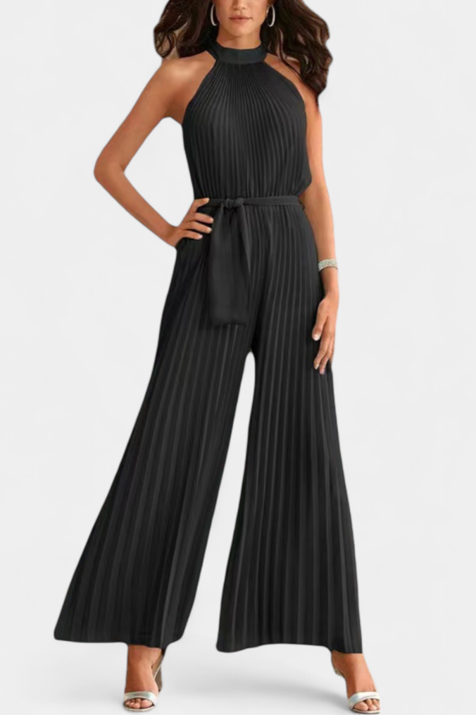 Patrizia Halter Neck Pleated Palazzo Jumpsuit