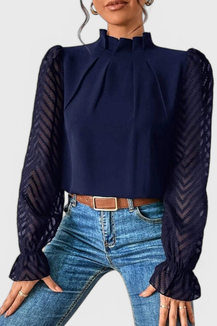 Helga Nautical Blouse Featuring Elegant Accents