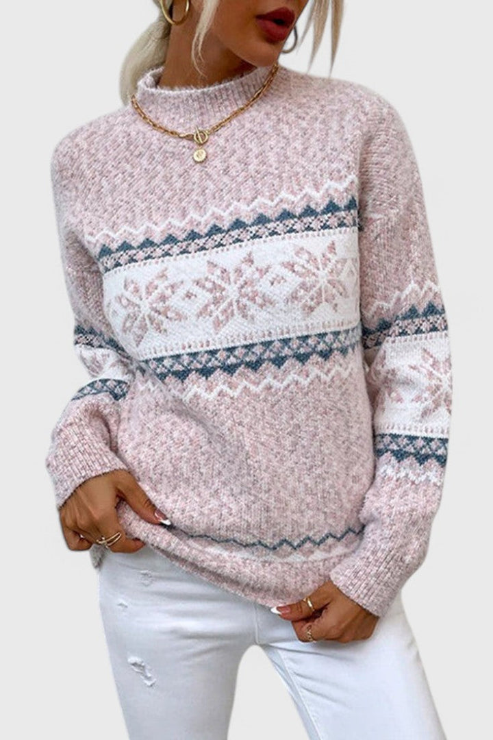 Winter Wonderland Knit Sweater with Snowflake Design