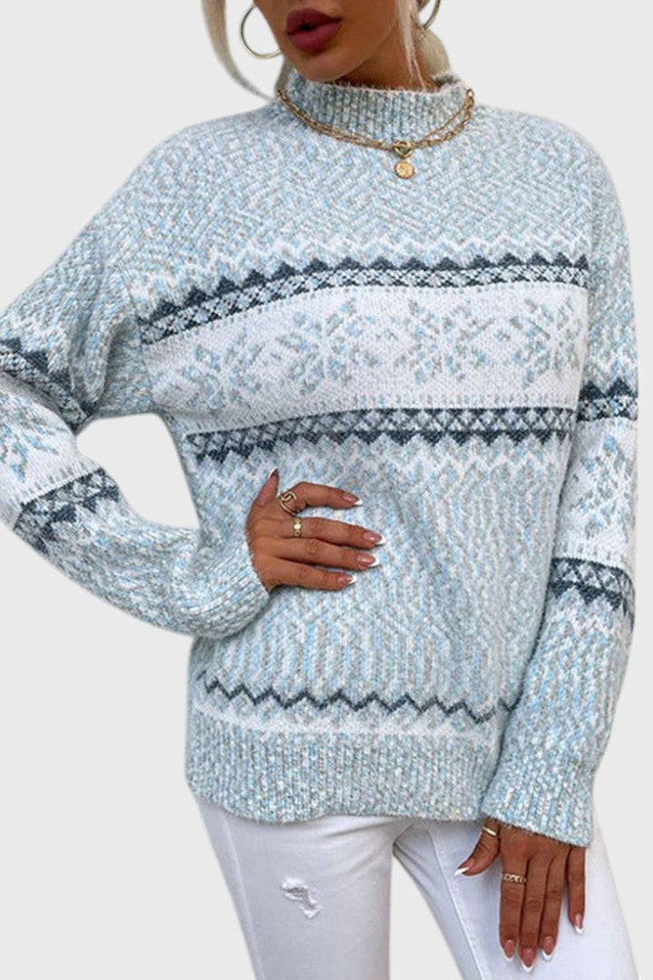 Winter Wonderland Knit Sweater with Snowflake Design