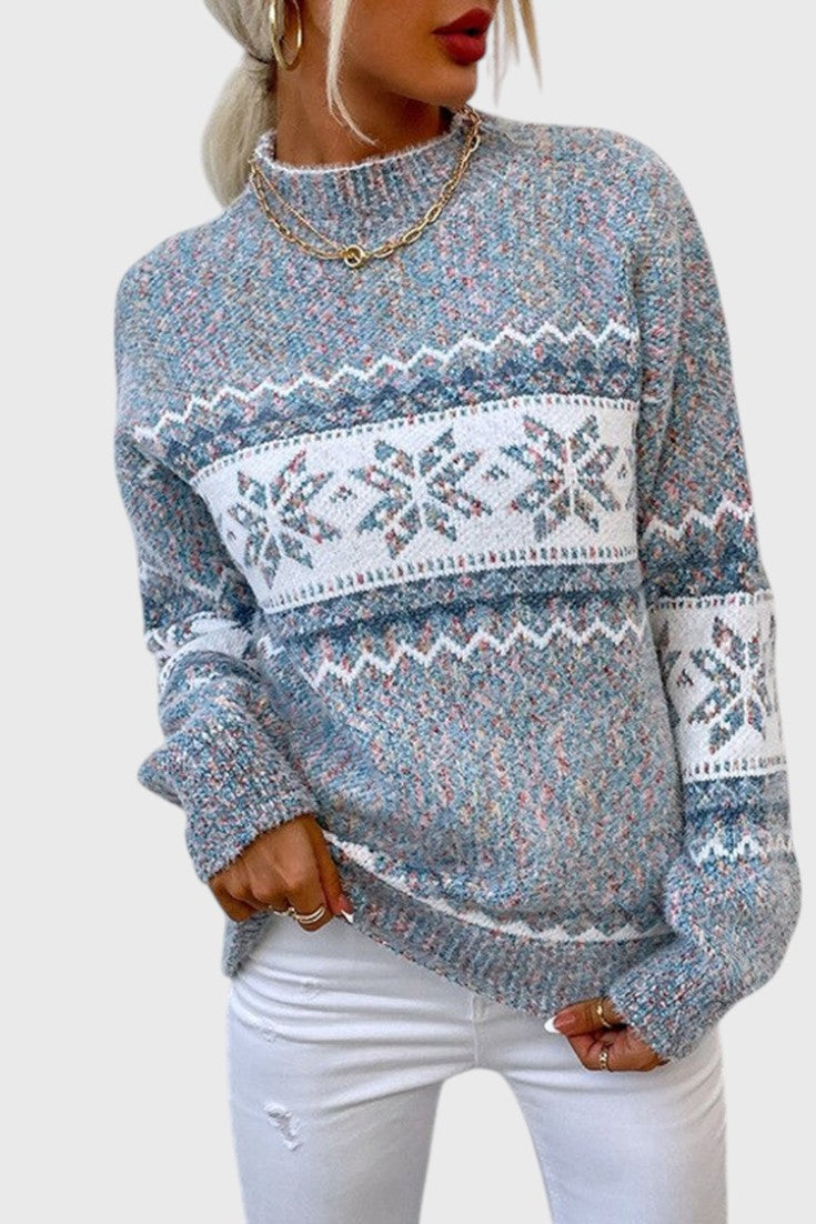 Winter Wonderland Knit Sweater with Snowflake Design