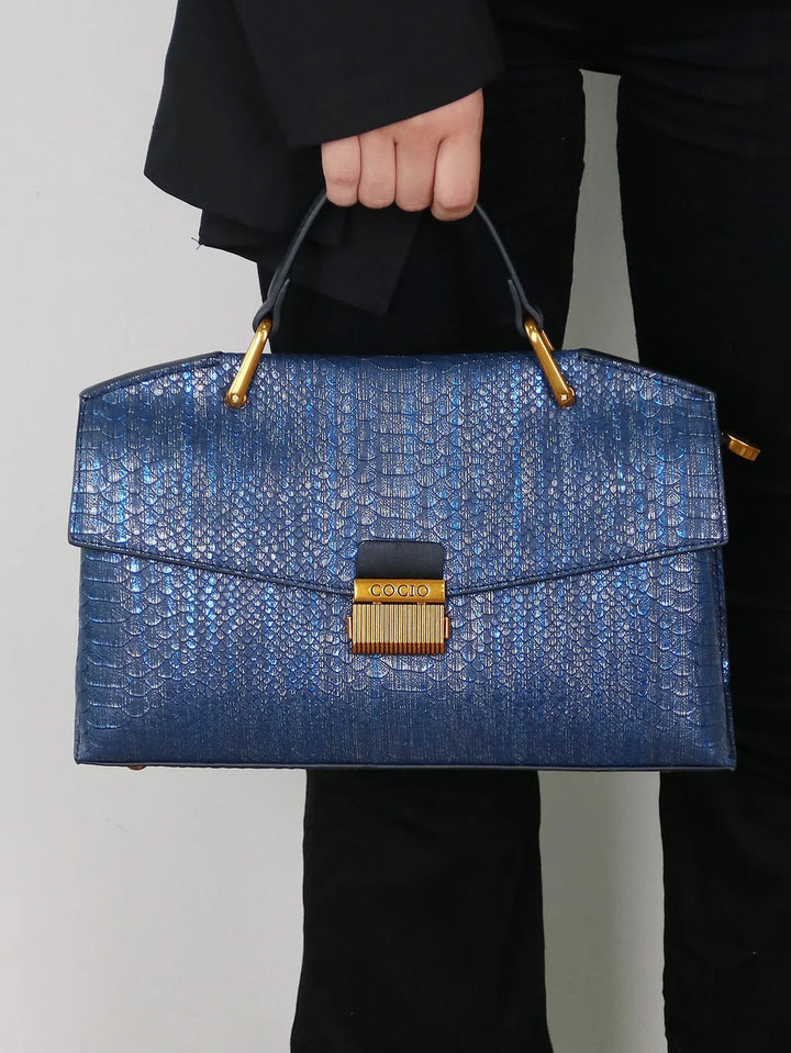Kato Celeste Python-Print Handbag