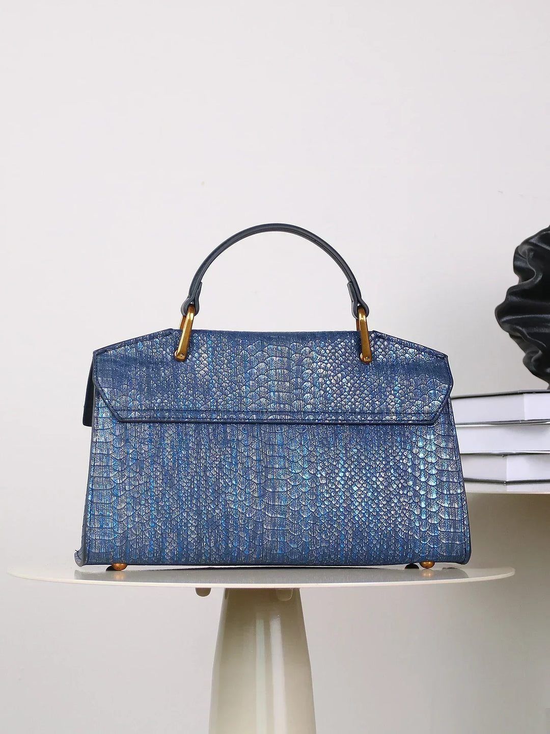 Kato Celeste Python-Print Handbag