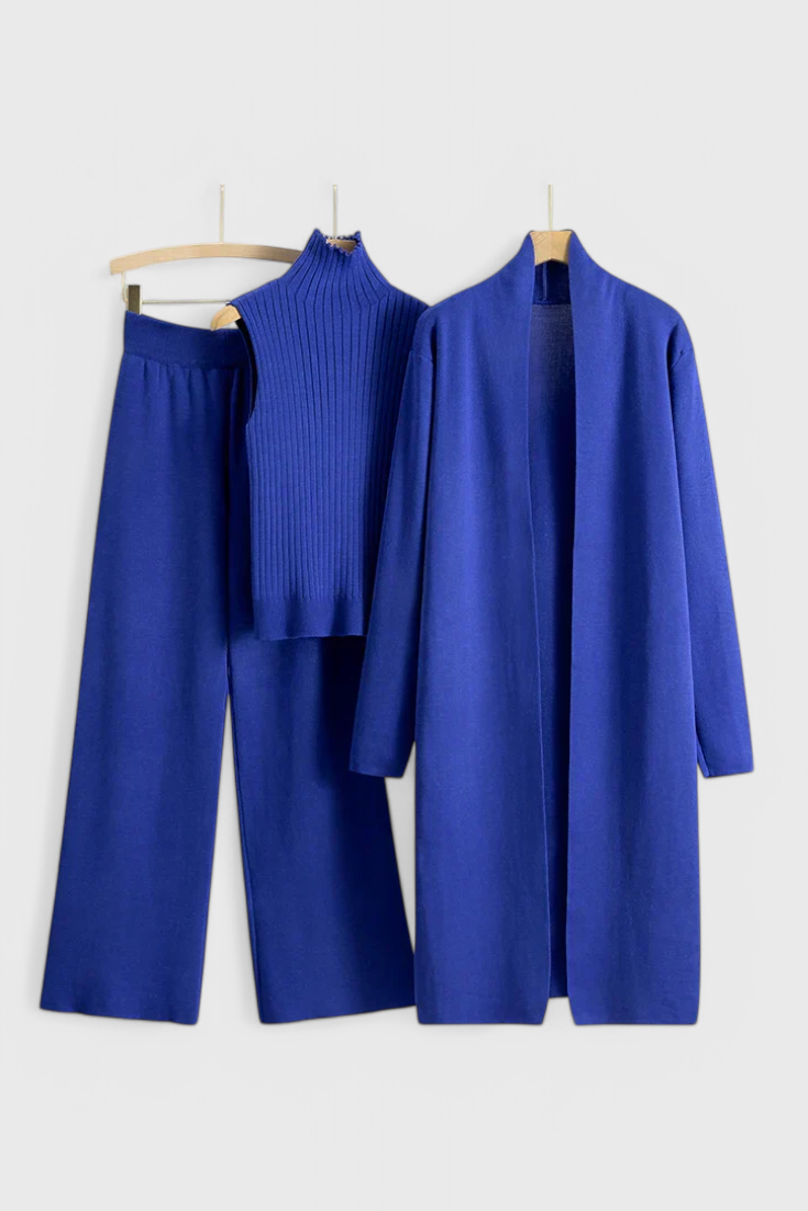 Mahalia Elegant Cut 3-Piece Soft Knit Ensemble