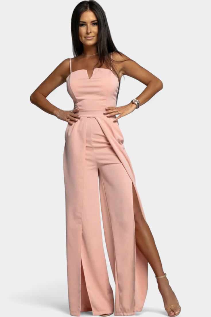 Prescillia Elegant Strap Jumpsuit with Side Cutouts