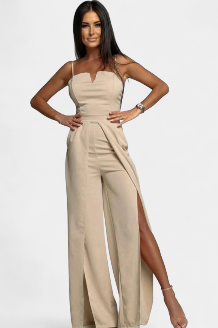 Prescillia Elegant Strap Jumpsuit with Side Cutouts