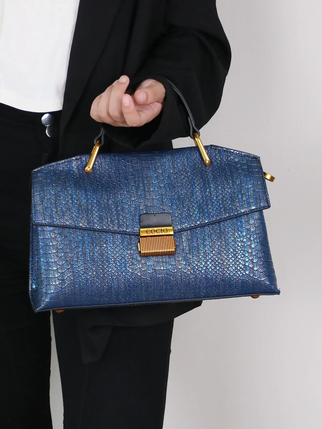 Kato Celeste Python-Print Handbag
