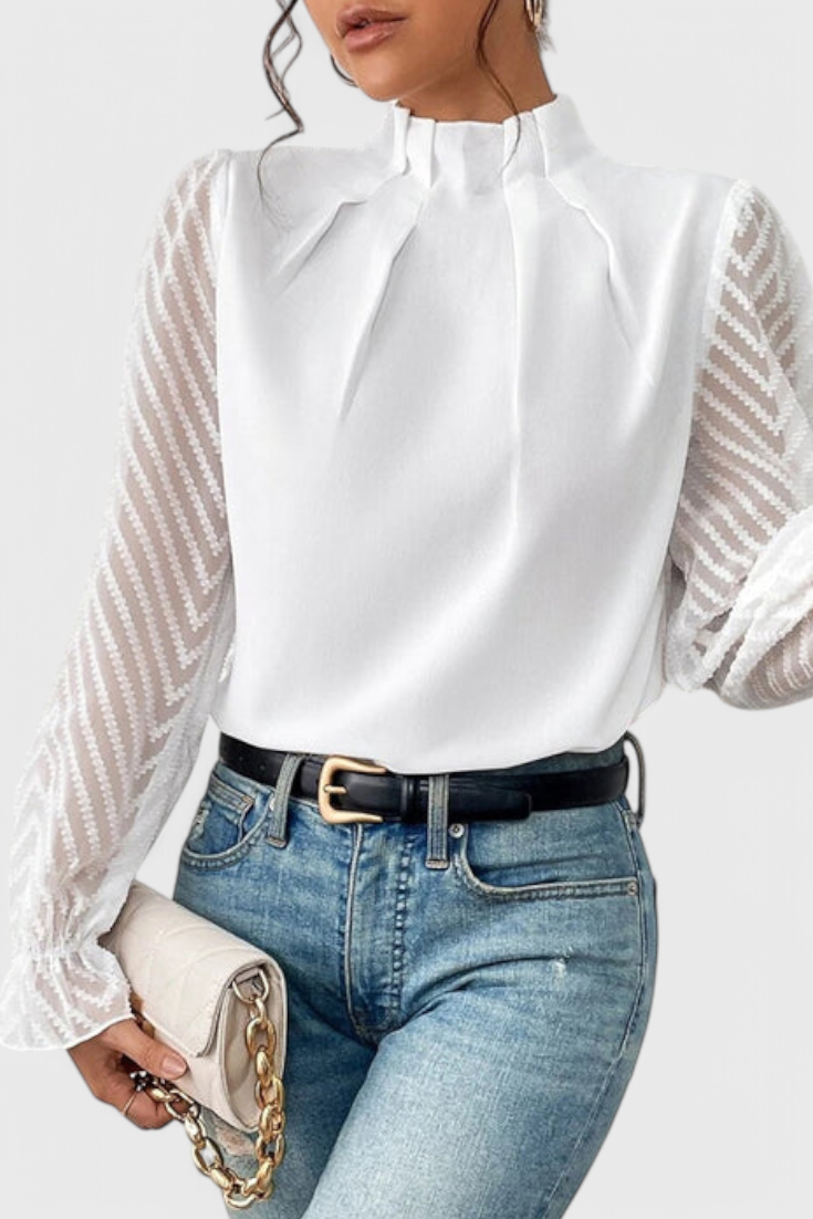 Helga Nautical Blouse Featuring Elegant Accents