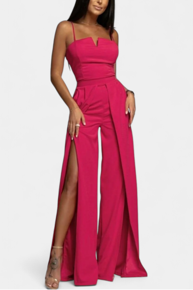 Prescillia Elegant Strap Jumpsuit with Side Cutouts