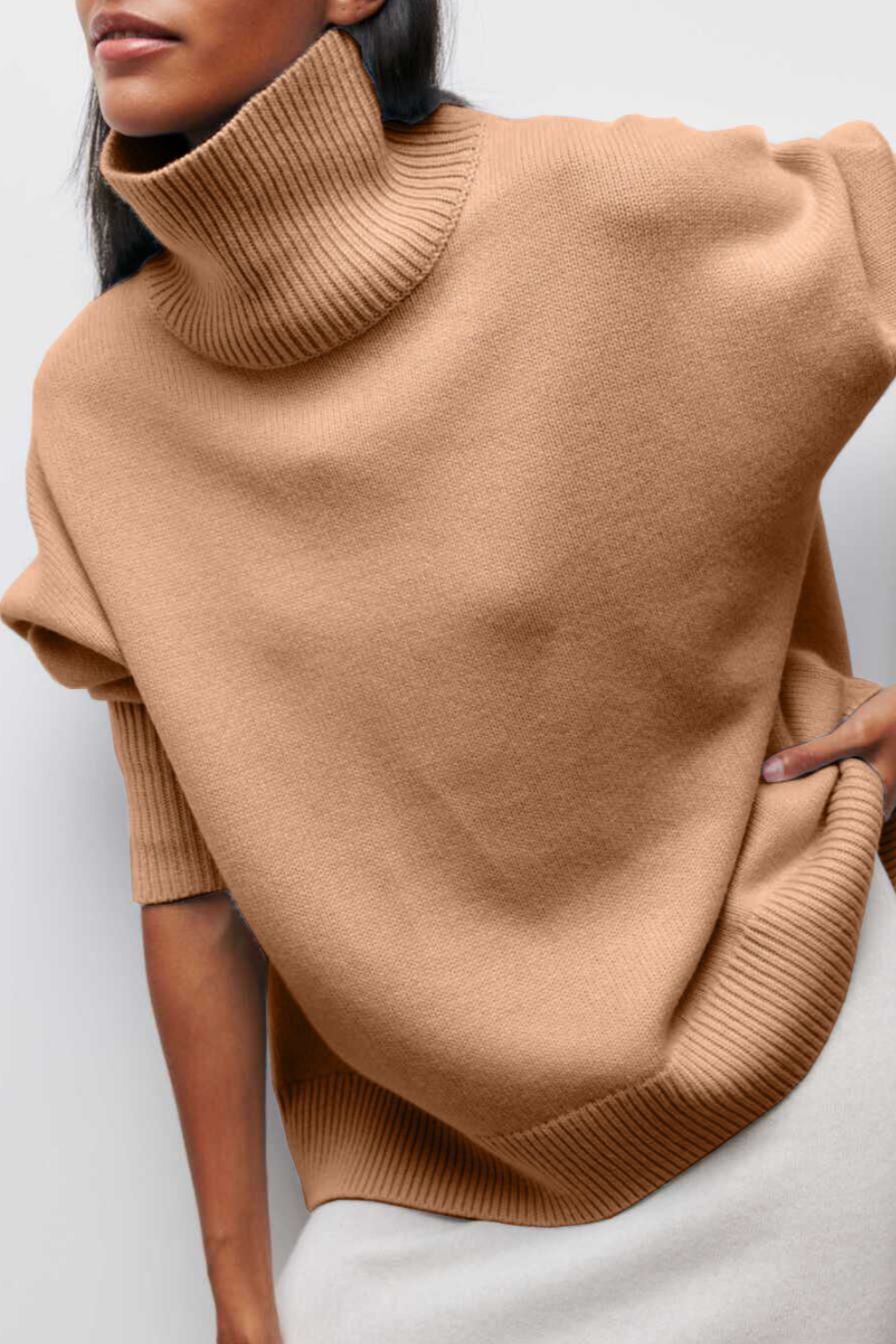 Alma Oversized Sweater Featuring a Luxurious High Collar