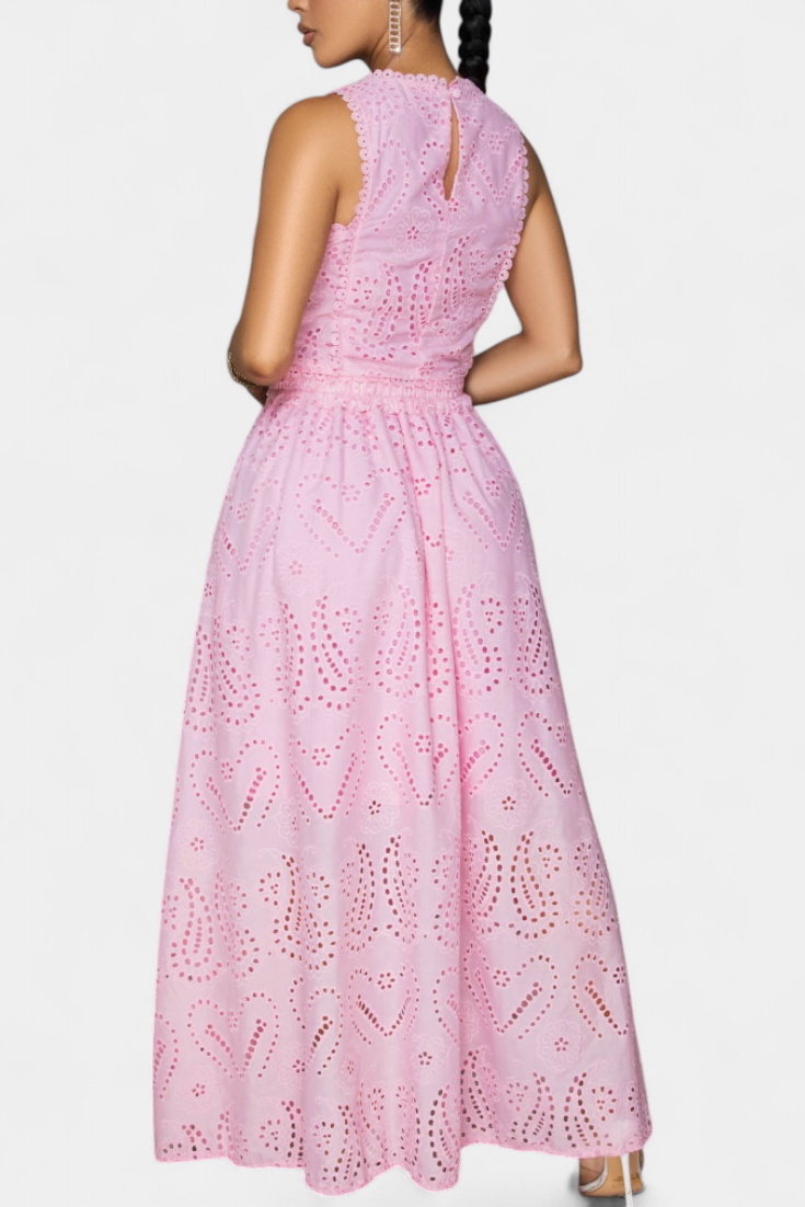 Danitza Floral Lace Two-Piece Set: Crop Top & Maxi Skirt