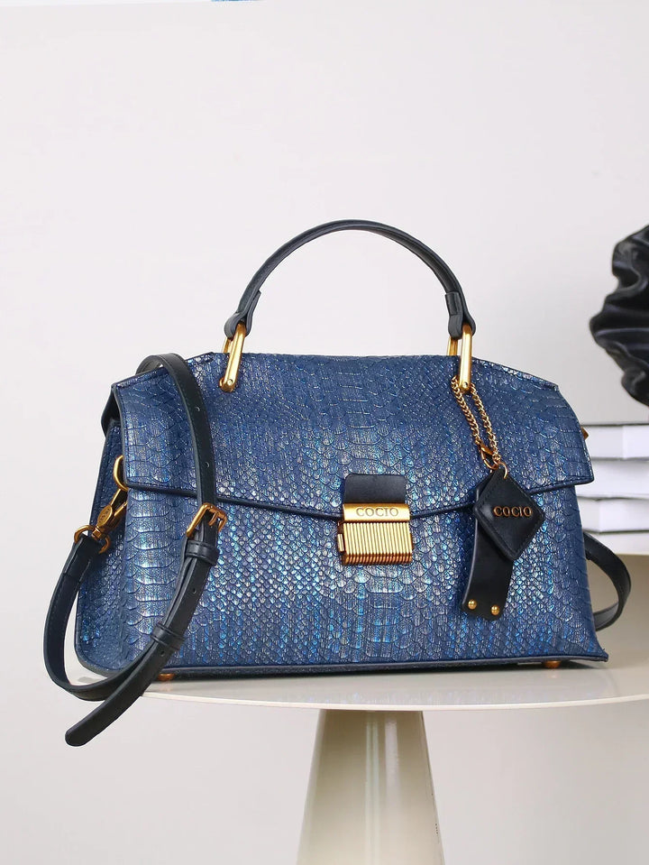 Kato Celeste Python-Print Handbag