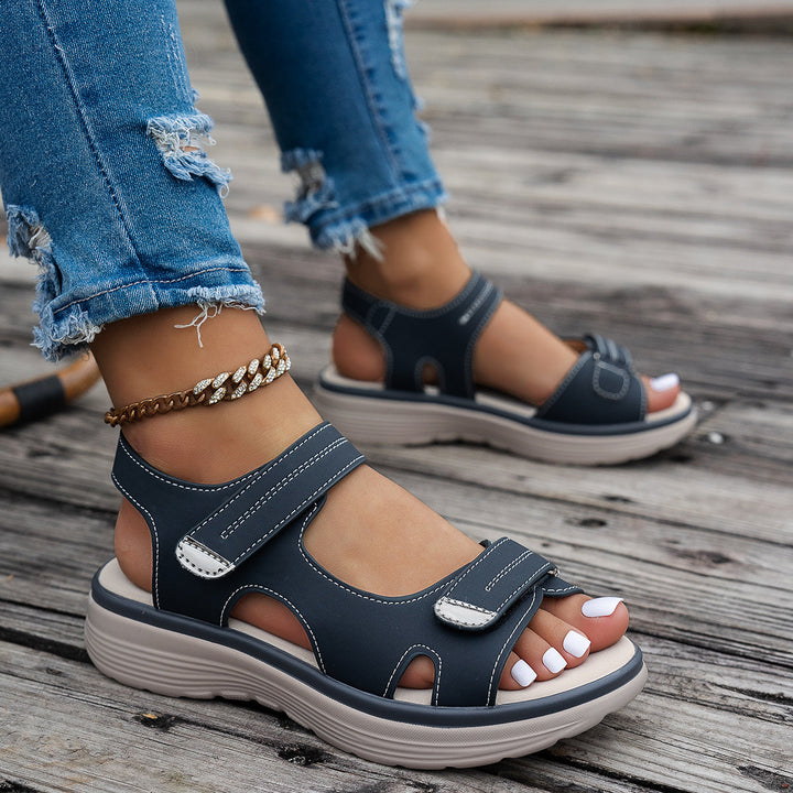 Wedge Sandals - Open Toe & Breathable Upper with Ankle Strap