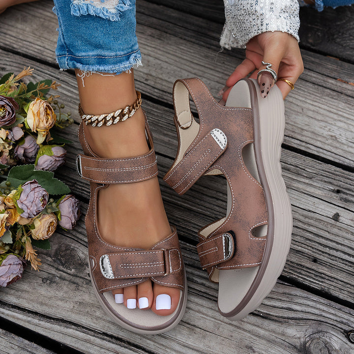 Wedge Sandals - Open Toe & Breathable Upper with Ankle Strap