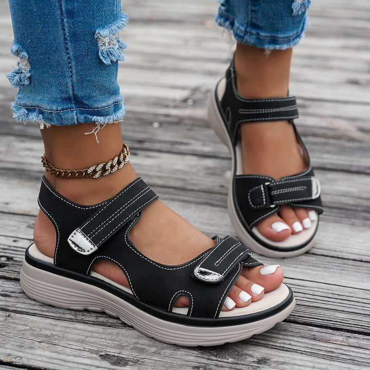 Wedge Sandals - Open Toe & Breathable Upper with Ankle Strap