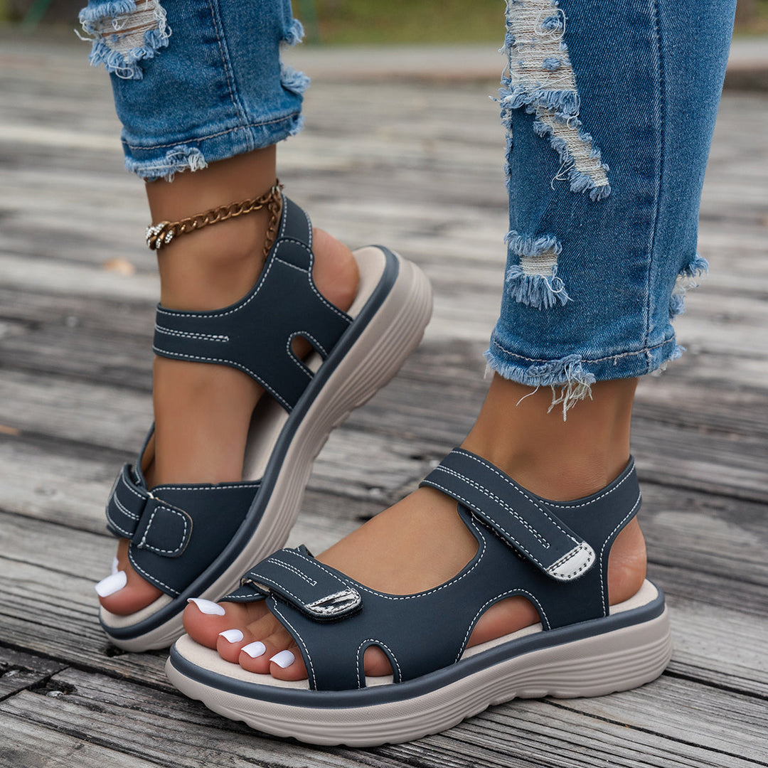 Wedge Sandals - Open Toe & Breathable Upper with Ankle Strap