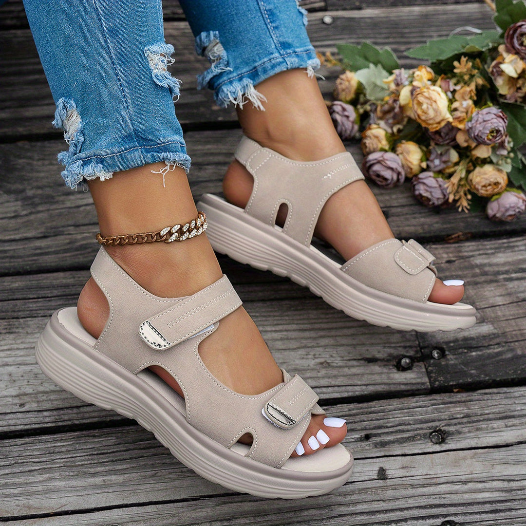 Wedge Sandals - Open Toe & Breathable Upper with Ankle Strap