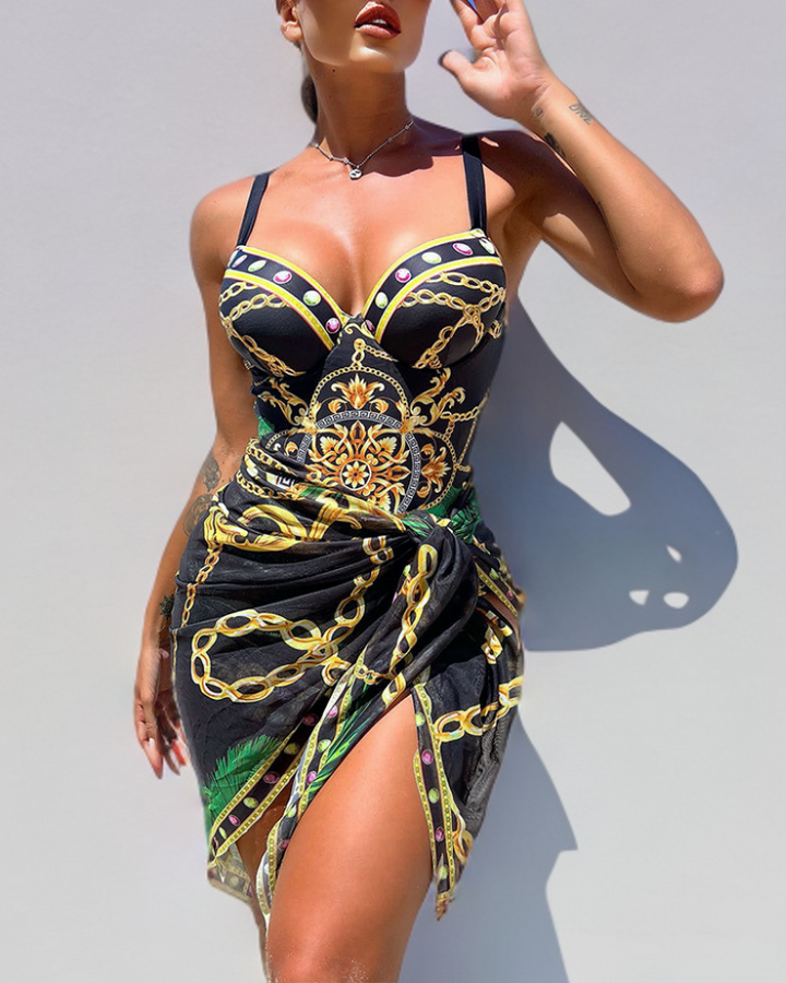 Darius – Push-Up One-Piece Swimsuit with Coordinating Beach Skirt