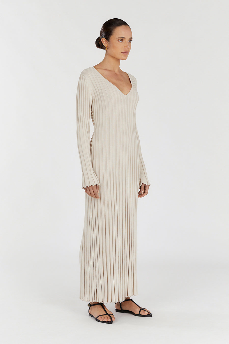 Darla Adjustable Belted Midi Ribbed Knit Dress