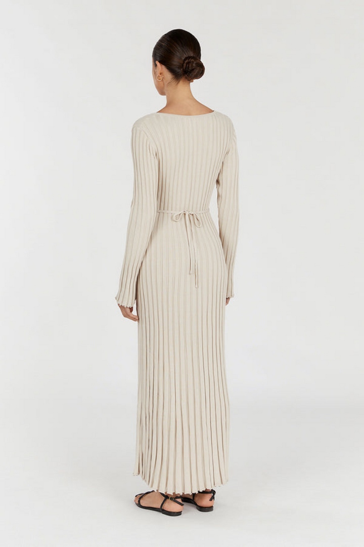 Darla Adjustable Belted Midi Ribbed Knit Dress
