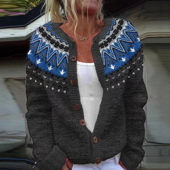 Jade | Retro Icelandic Knit Cardigan