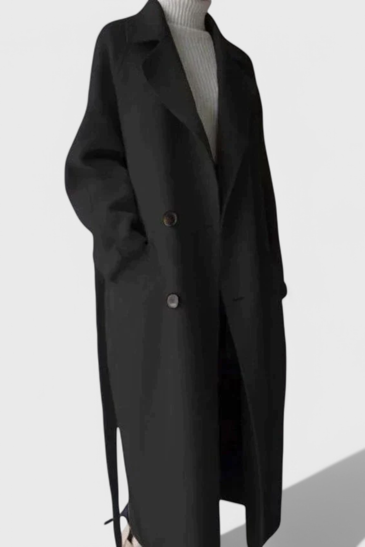 Clara Structured Wool Long Coat with Elegant Silhouette