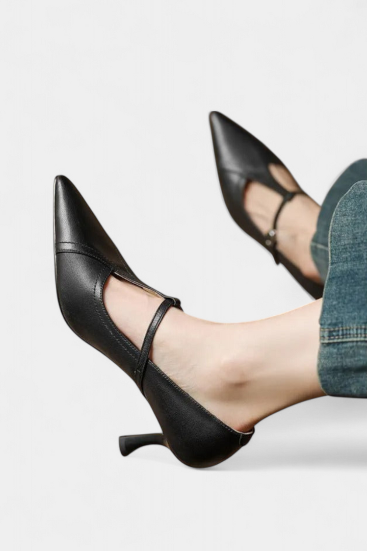 Zulema Pointed Toe T-Bar Stiletto Heels