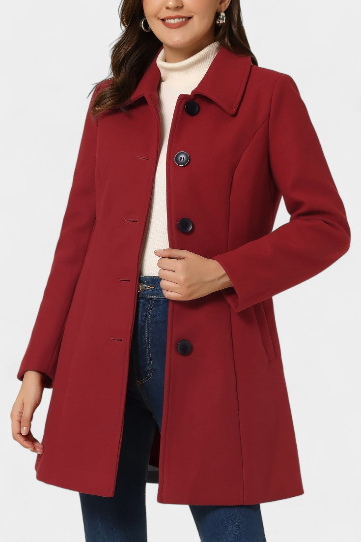 Manea Plush Long Coat with Faux Fur Collar