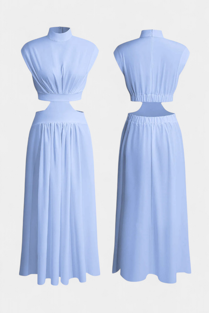 Jocelyn High Neck Top and Flowing Skirt with Side Slits