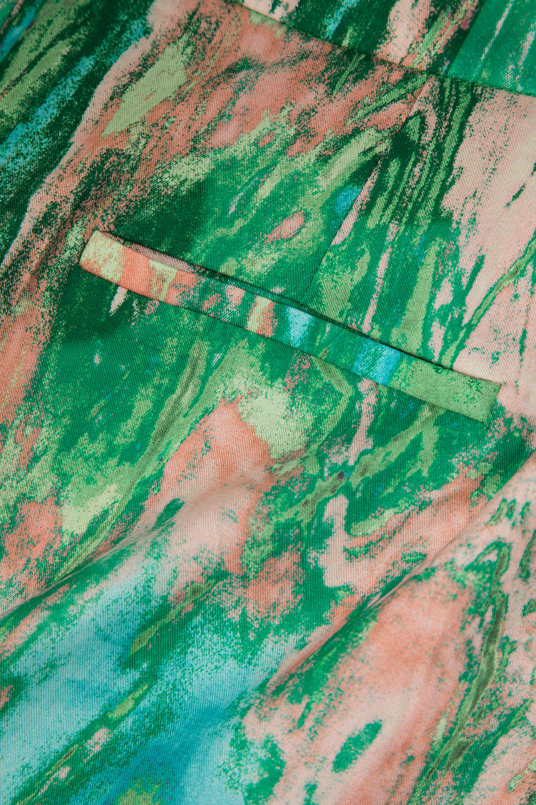 Chic Marble-Patterned Straight Leg Trousers