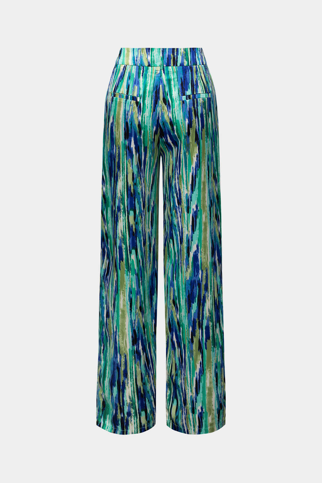 Chic Marble-Patterned Straight Leg Trousers